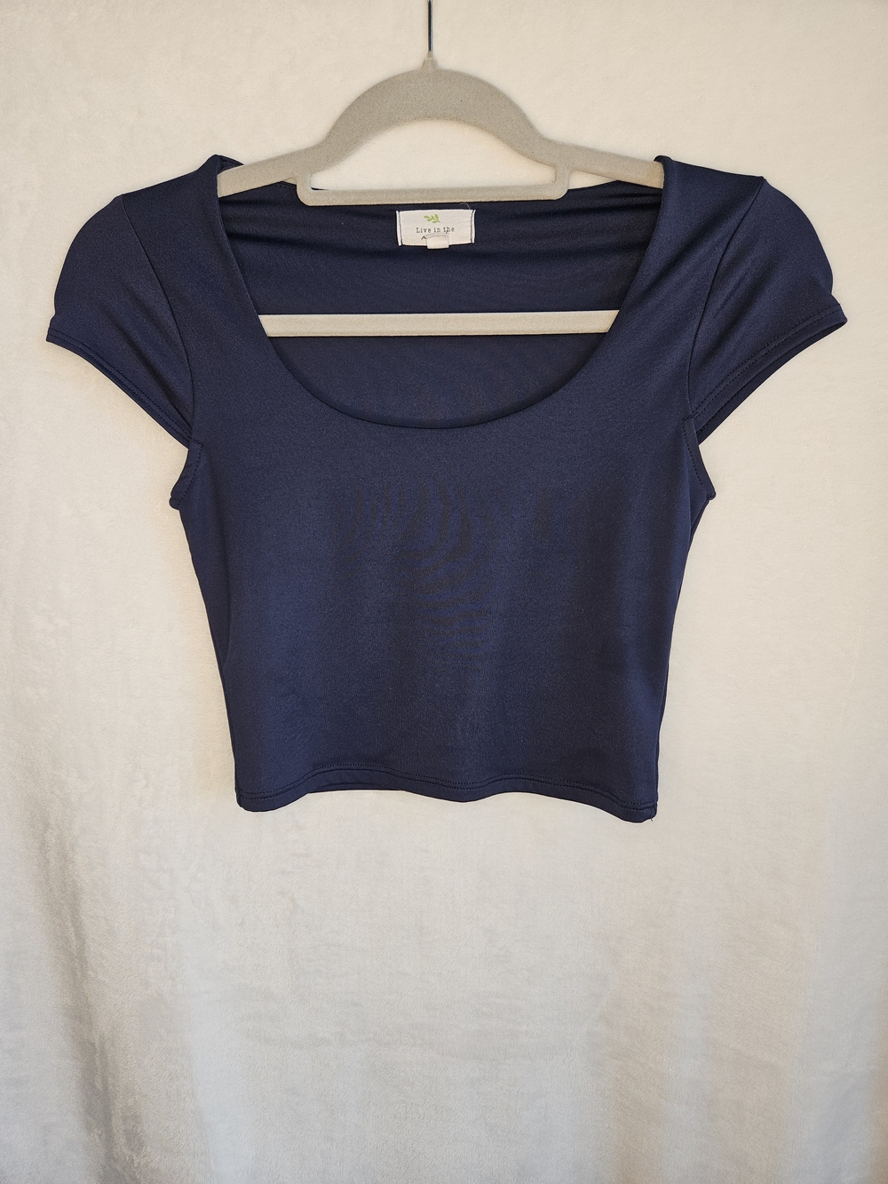 Live In The Moment Navy Scoop Neck Crop Top